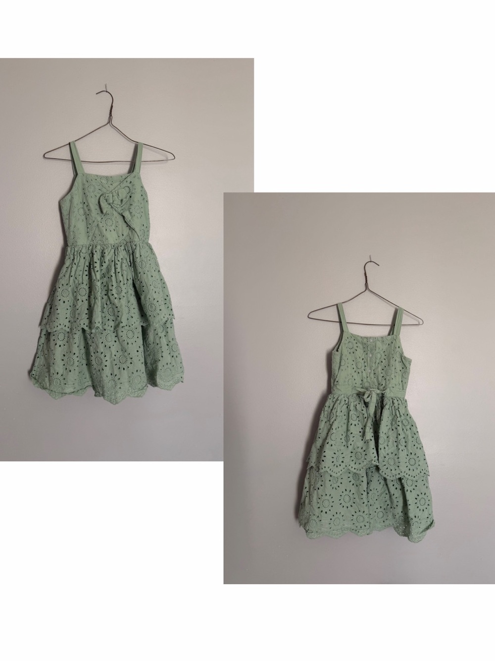 Blueberi Boulevard Mint Eyelet Tiered Sundress with Bow